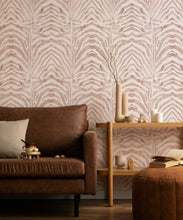 Load image into Gallery viewer, Zebra Wallpaper • Papaya Blush • Insitu