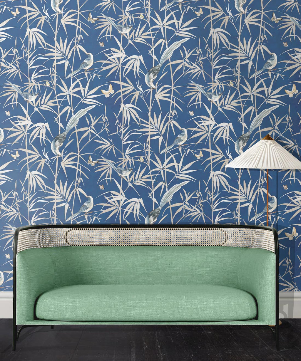 Bamboo Wallpaper • Cobalt • Insitu
