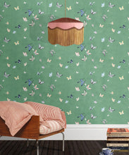 Load image into Gallery viewer, Butterflies Wallpaper • Green • Insitu