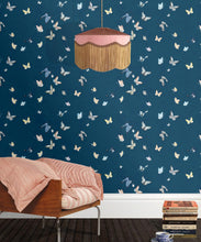 Load image into Gallery viewer, Butterflies Wallpaper • Navy • Insitu