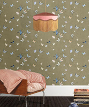 Load image into Gallery viewer, Butterflies Wallpaper • Olive • Insitu