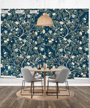 Load image into Gallery viewer, Camellia Tree Mural • Navy • Rolls