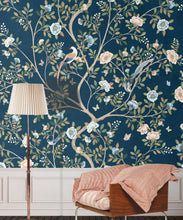 Load image into Gallery viewer, Camellia Tree Mural • Navy • Insitu