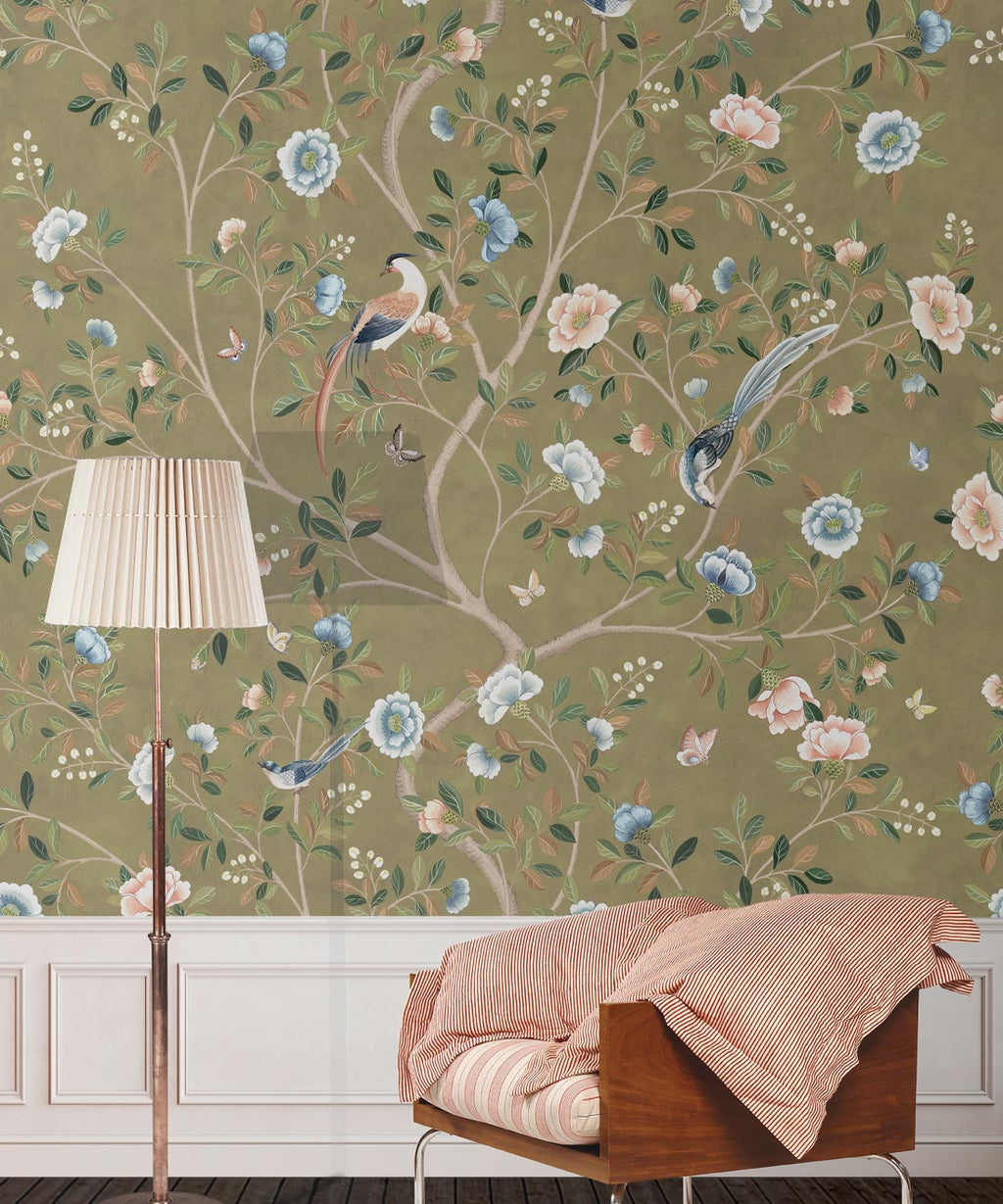 Camellia Tree Mural • Olive • Insitu