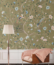 Load image into Gallery viewer, Camellia Tree Mural • Olive • Insitu