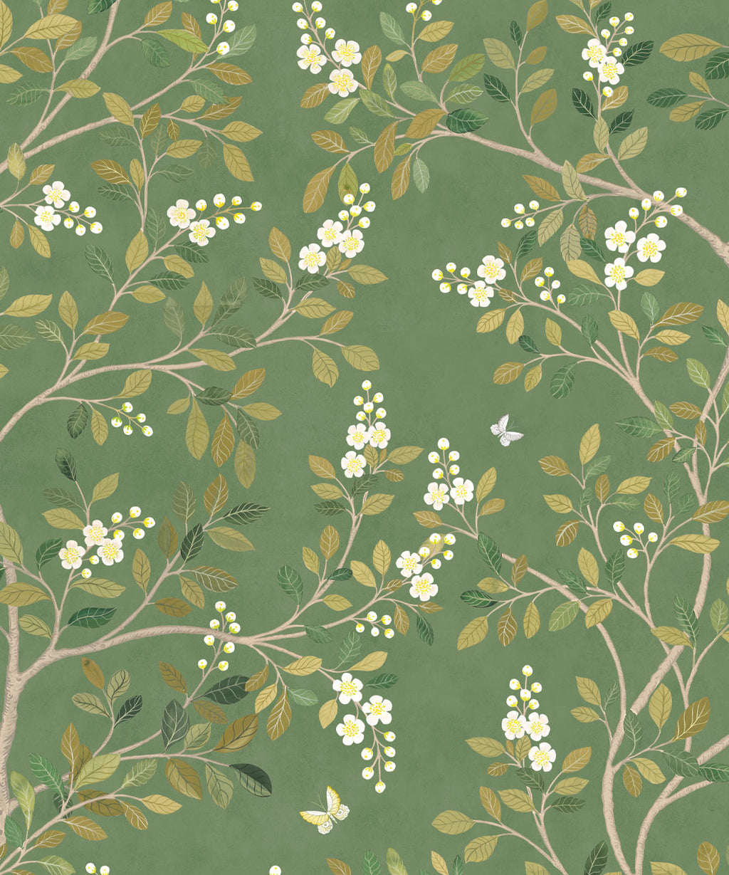 White Blossom Tree • Moss • Swatch