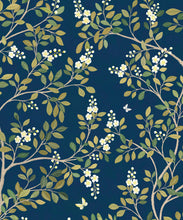 Load image into Gallery viewer, White Blossom Tree • Navy • Swatch