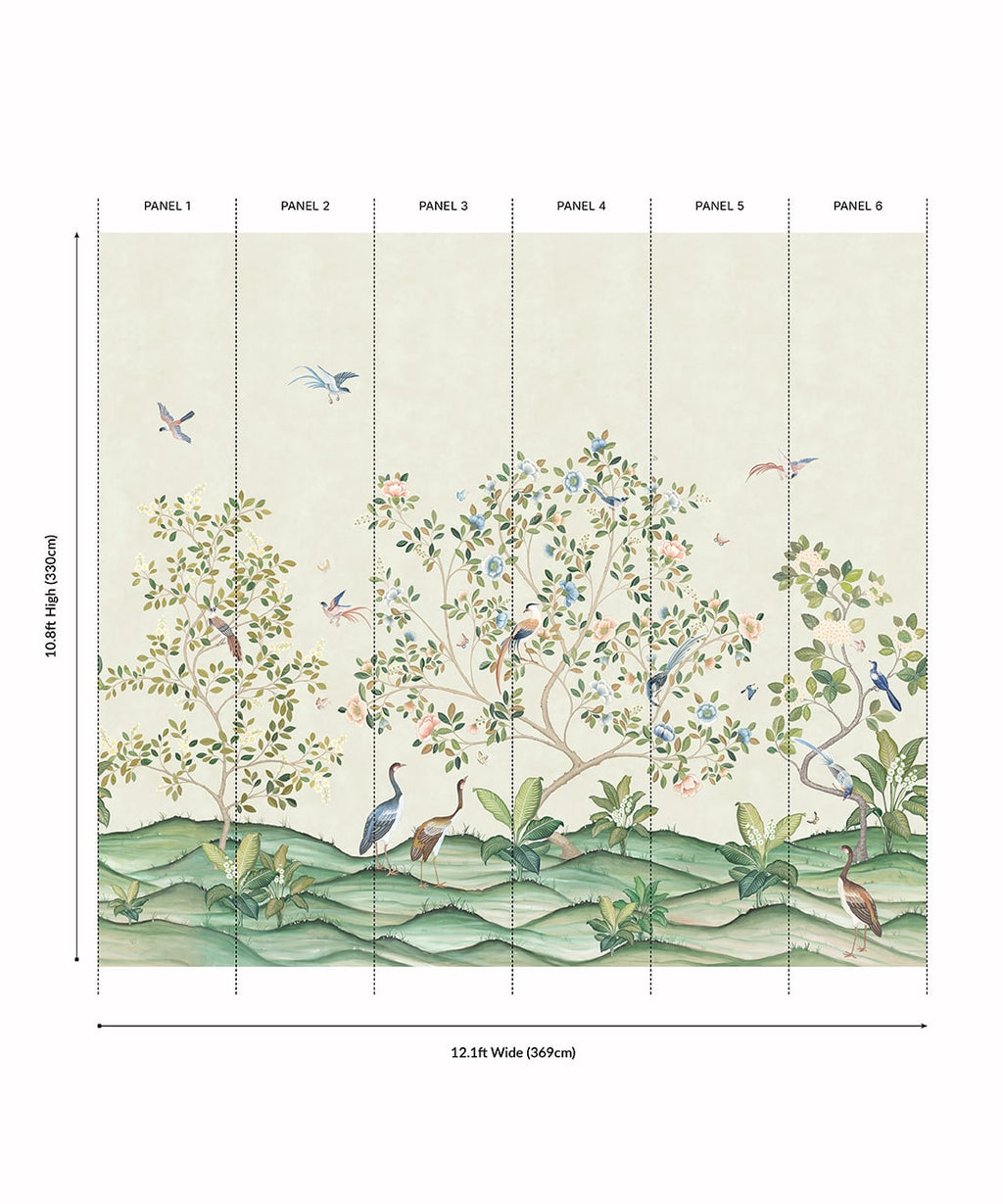 Spring Landscape Mural - Colorway: Beige - Panels