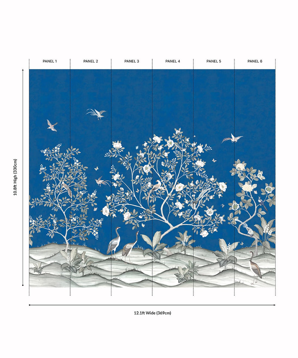 Spring Landscape Mural - Colorway: Cobalt - Panels