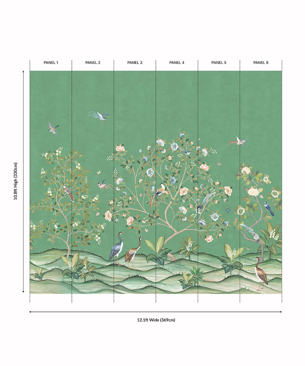 Spring Landscape Mural - Colorway: Green - Panels