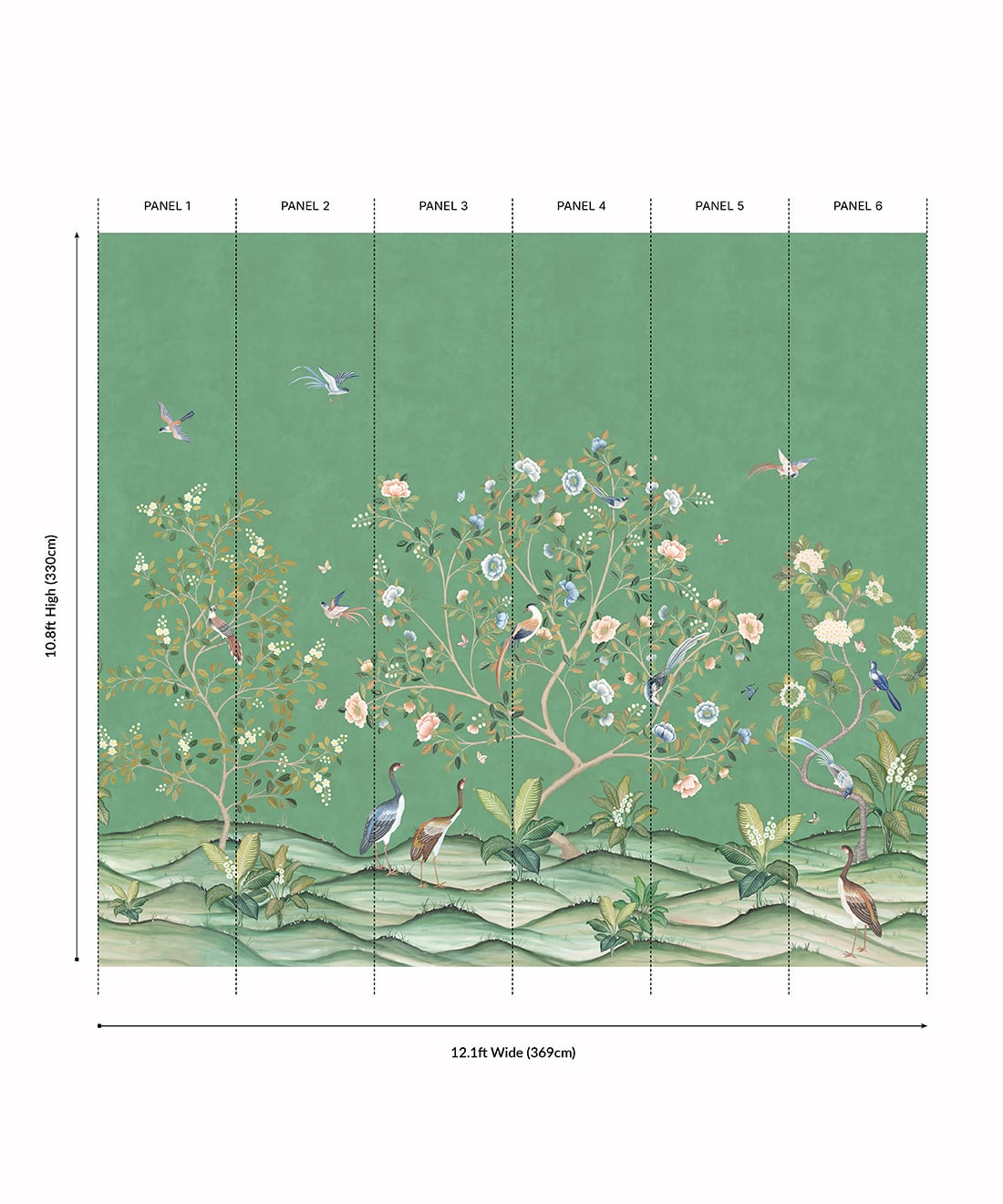 Spring Landscape Mural - Colorway: Green - Panels