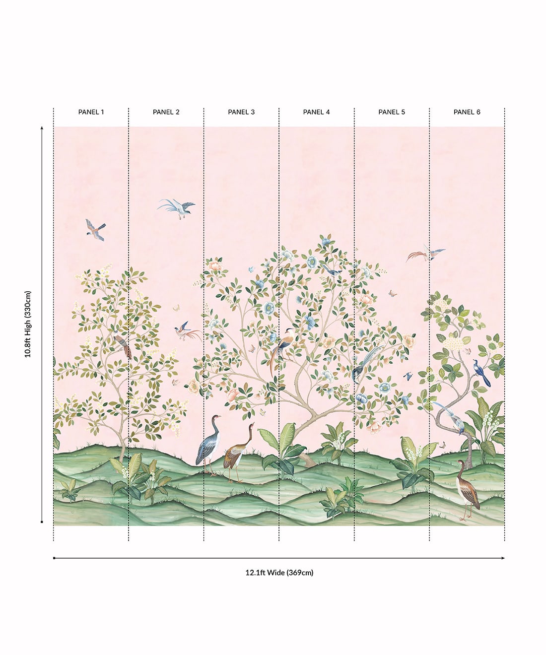 Spring Landscape Mural - Colorway: Pink - Panels