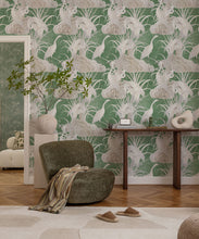 Load image into Gallery viewer, Water Birds Wallpaper - Bethany Linz - My Sydney Collection - Colourway: Emerald - Insitu