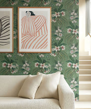 Load image into Gallery viewer, Hibiscus at Double Bay Wallpaper - Bethany Linz - My Sydney Collection - Colourway: Green - Insitu