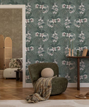 Load image into Gallery viewer, Hibiscus at Double Bay Wallpaper - Bethany Linz - My Sydney Collection - Colourway: Khaki - Insitu