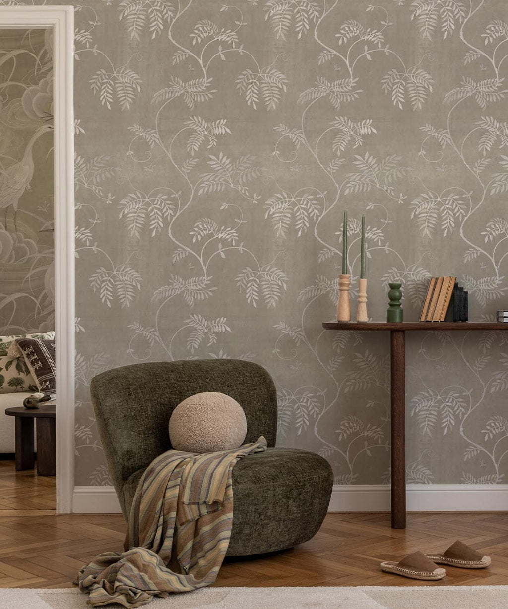 Wisteria Vine Wallpaper - Bethany Linz - My Sydney Collection - Colourway: Beige - Insitu