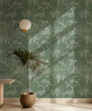 Load image into Gallery viewer, Wisteria Vine Wallpaper - Bethany Linz - My Sydney Collection - Colourway: Emerald - Insitu