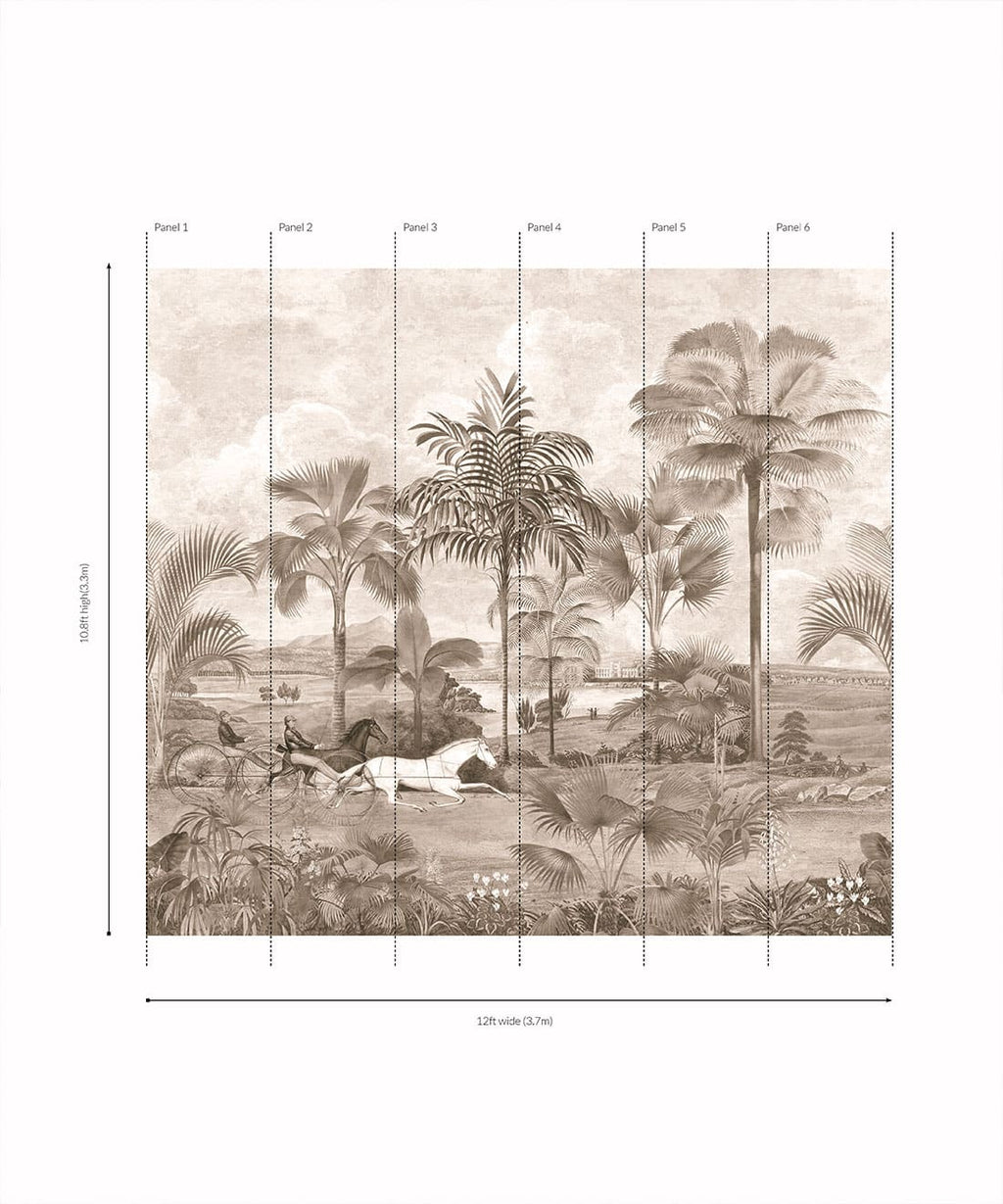 The Race At Hyde Park Mural - Bethany Linz - My Sydney Collection - Colourway: Beige - Roll