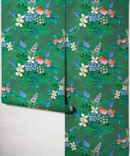 Load image into Gallery viewer, Odette's Bouquet Wallpaper - Colourway: Lagoon Blue - Roll
