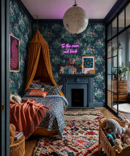 Load image into Gallery viewer, Odettes Bouquet Wallpaper - Colourway: Old Navy - Insitu