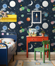 Load image into Gallery viewer, Blast Off Wallpaper - Colourway: Old Navy - Insitu