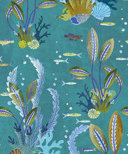 Load image into Gallery viewer, Coral Garden Wallpaper - Colourway: Lagoon Blue - Swatch