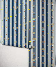 Load image into Gallery viewer, The Tennis Club Stripe Wallpaper - Colourway: Old Navy - Roll
