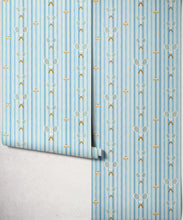 Load image into Gallery viewer, The Tennis Club Stripe Wallpaper - Colourway: Powder Blue - Roll