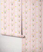 Load image into Gallery viewer, The Tennis Club Stripe Wallpaper - Colourway: Petal Pink - Roll