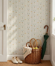 Load image into Gallery viewer, The Tennis Club Stripe Wallpaper - Colourway: Shell - Insitu