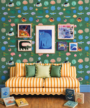 Load image into Gallery viewer, Seaside Treasures Wallpaper - Colourway: Kelp Green - Insitu