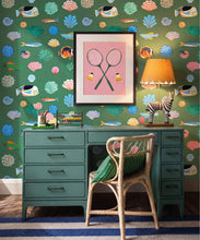 Load image into Gallery viewer, Seaside Treasures Wallpaper - Colourway: Kelp Green - Insitu