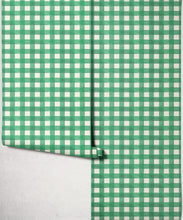 Load image into Gallery viewer, Clubhouse Check Wallpaper - Colourway: Kelp Green - Roll