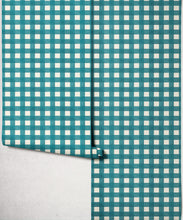 Load image into Gallery viewer, Clubhouse Check Wallpaper - Colourway: Lagoon Blue - Roll
