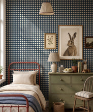 Load image into Gallery viewer, Clubhouse Check Wallpaper - Colourway: Old Navy - Insitu