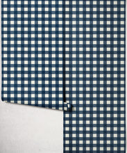 Load image into Gallery viewer, Clubhouse Check Wallpaper - Colourway: Old Navy - Roll