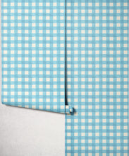 Load image into Gallery viewer, Clubhouse Check Wallpaper - Colourway: Powder Blue - Roll