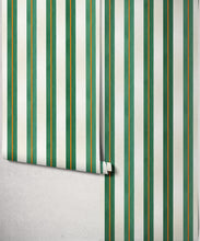 Load image into Gallery viewer, Junior Stripe Wallpaper - Colourway: Kelp Green - Roll