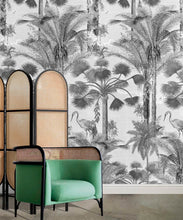 Load image into Gallery viewer, Kerala Palms Mural • Black &amp; White • Insitu