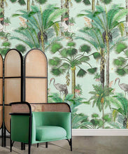 Load image into Gallery viewer, Kerala Palms Mural • Blue • Insitu