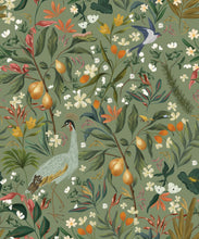 Load image into Gallery viewer, Balearic Cranes Wallpaper • Sage • Swatch