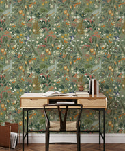 Load image into Gallery viewer, Balearic Cranes Wallpaper • Sage • Insitu