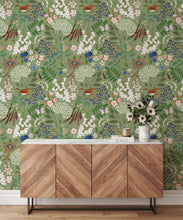 Load image into Gallery viewer, Flowering Trees Wallpaper • Green • Insitu