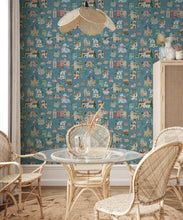 Load image into Gallery viewer, Around The World Wallpaper • French Blue • Insitu