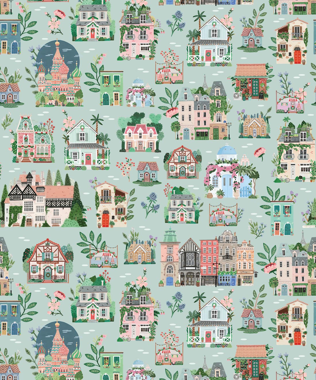 Around The World Wallpaper • Mint • Swatch
