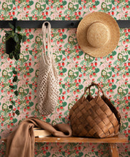 Load image into Gallery viewer, Strawberries Wallpaper • Blush • Insitu