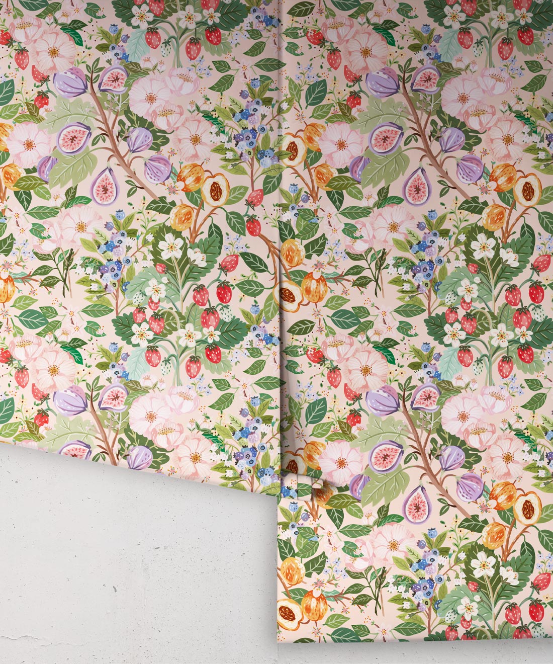Summer Fruit Wallpaper • Pink • Rolls