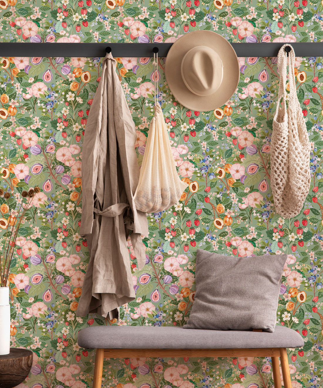 Summer Fruit Wallpaper • Summer Green • Insitu