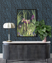 Load image into Gallery viewer, Antique Straight Wallpaper • Floral Wallpaper • Charcoal • Insitu