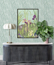 Load image into Gallery viewer, Antique Stripe Wallpaper • Floral Wallpaper • Sea Spray • Insitu